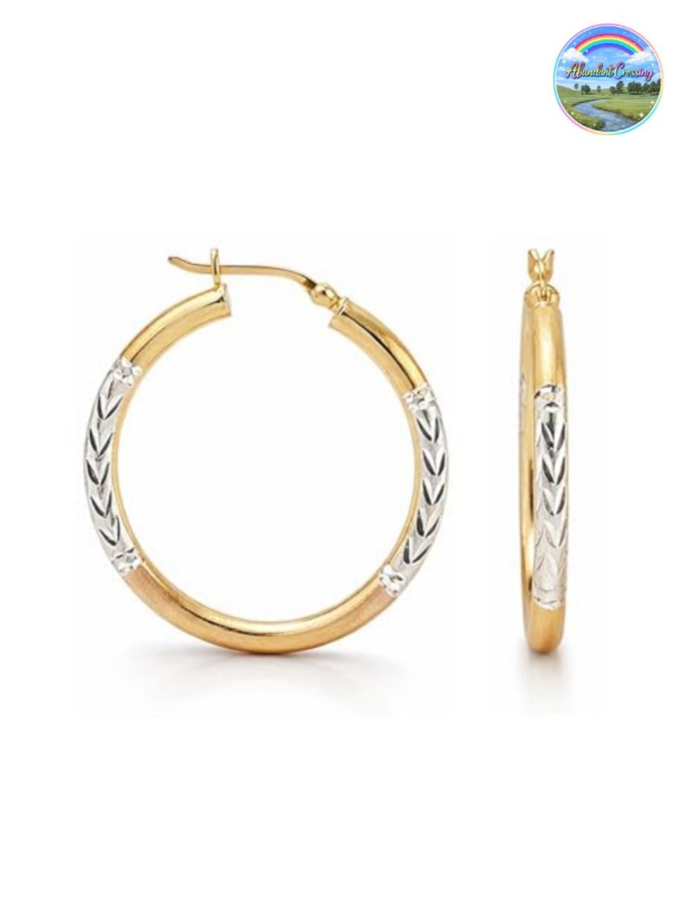 925 Sterling Silver Two-Tone Diamond-Cut Twisted Hoop Earrings